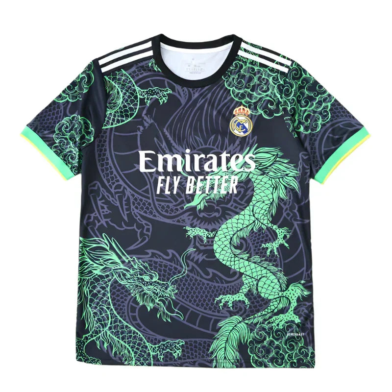 Real Madrid CF Dragon Fan Version Jersey 2024/25 – Black & Green Football Shirt