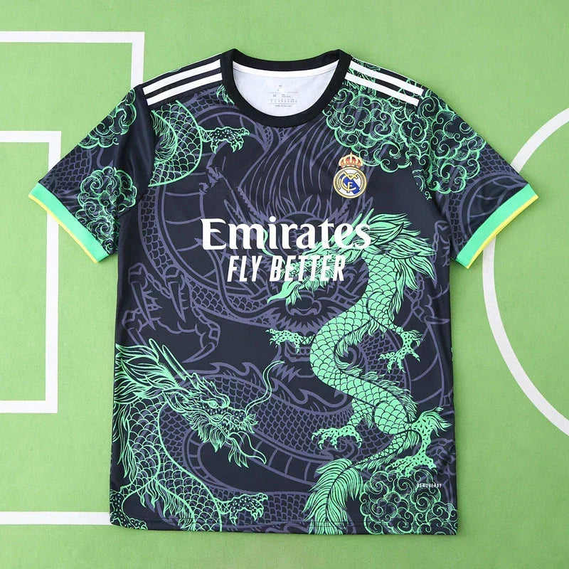 Real Madrid CF Dragon Fan Version Jersey 2024/25 – Black & Green Football Shirt