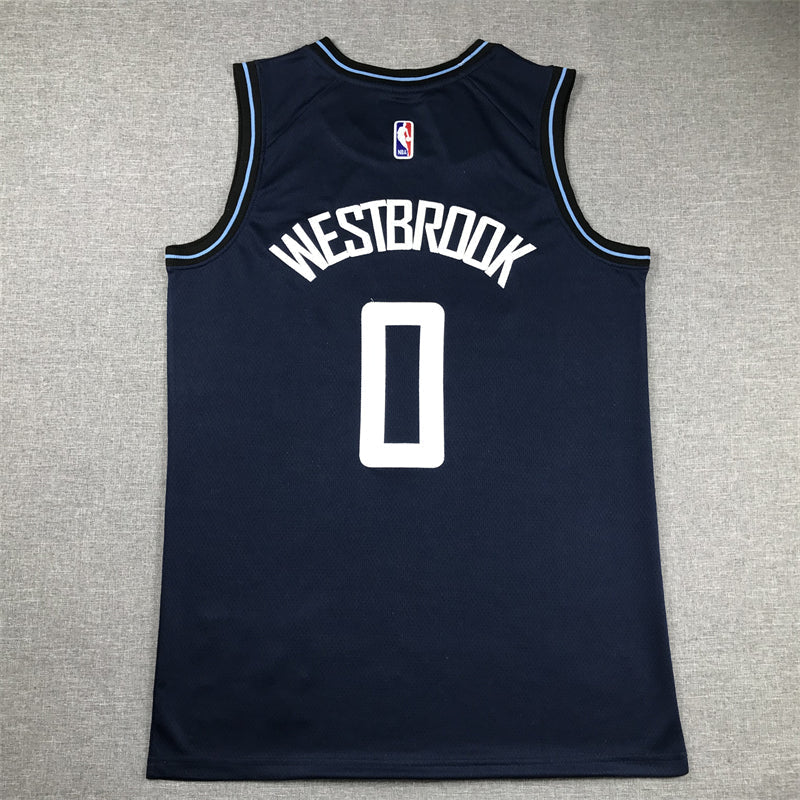 Men's LA Clippers Russell Westbrook #0 Navy 2023/24 Swingman Jerseys - City Edition