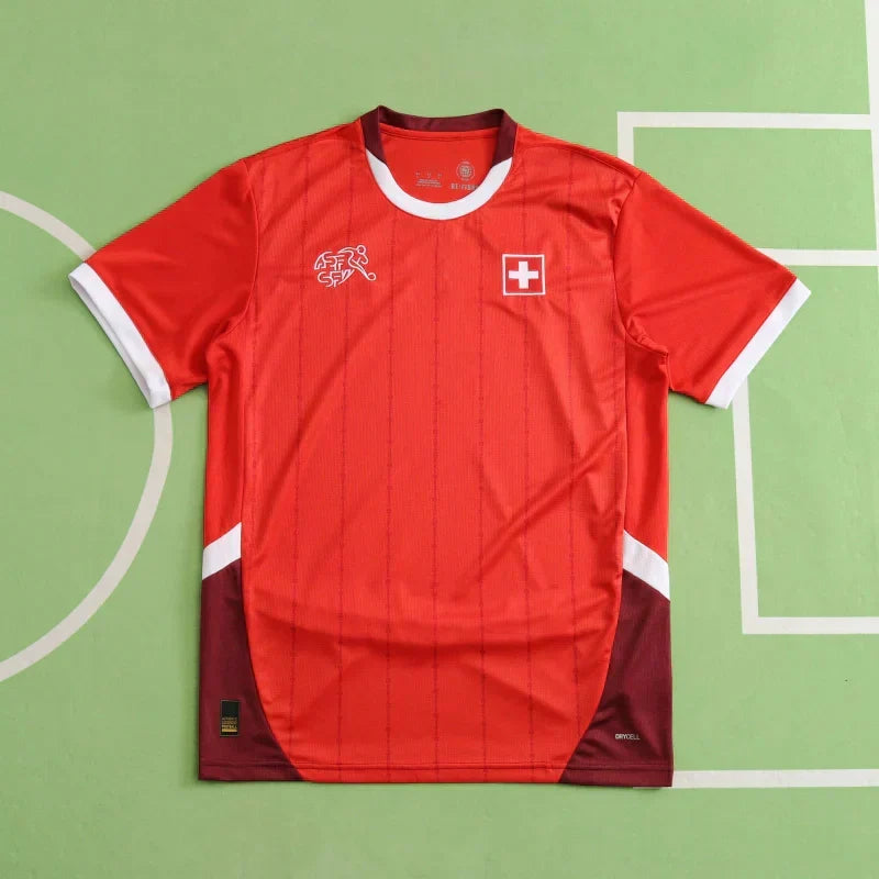 Switzerland 2024 Home Fan Jersey – Red & White | UEFA Euro | ASF/SFV Crest | Swiss National Team Kit