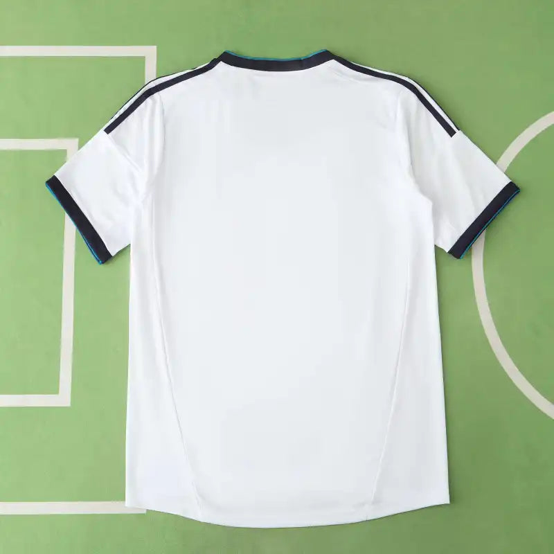 Real Madrid CF Home Retro Fan Version Jersey 2012/13 – White Football Shirt with Navy & Teal Trim