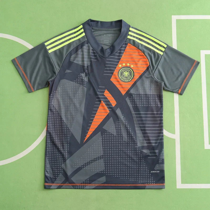 Germany National Team UEFA Goalkeeper Fan Version Jersey 2024 – Dark Grey & Orange Euro 2024 GK Shirt