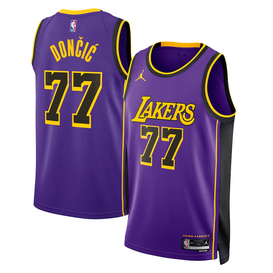 Los Angeles Lakers Jordan Brand Statement Edition Swingman Jersey - Purple - Luka Don