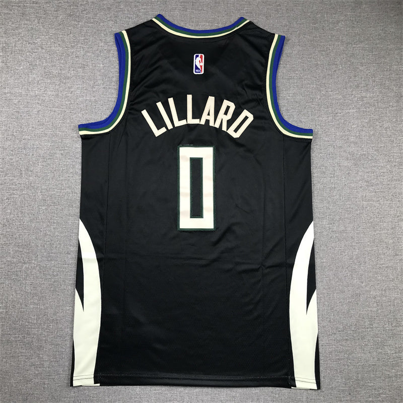 Men's Milwaukee Bucks Damian Lillard #0 Black Fast Break Player Jerseys - Statement Edition