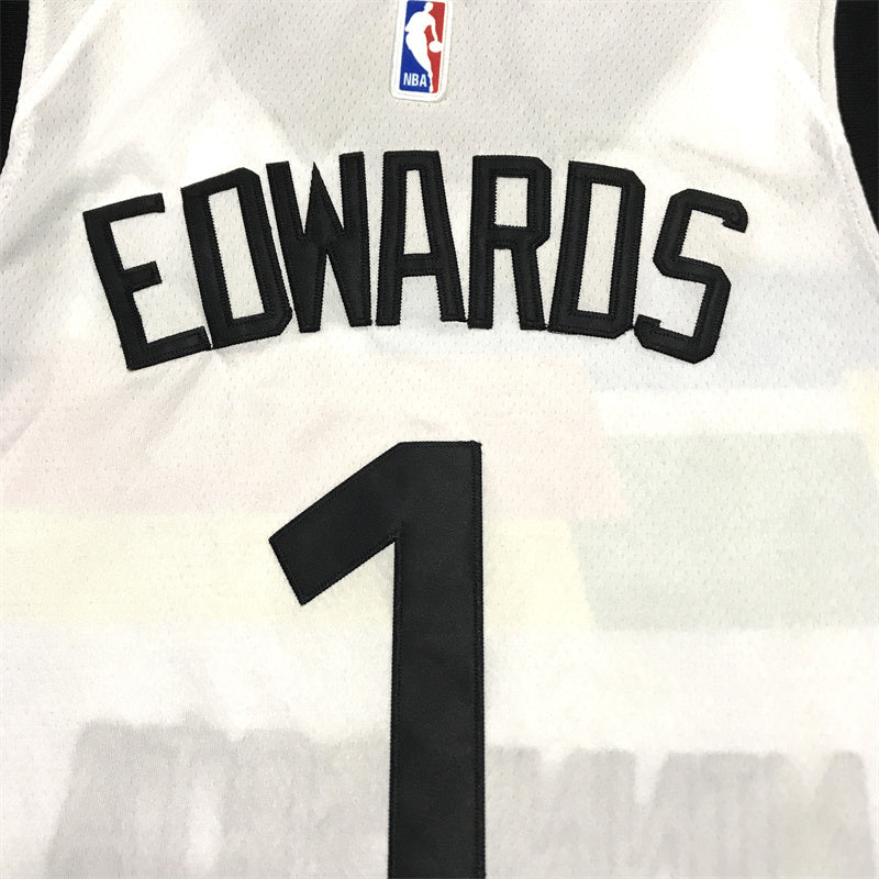 Anthony Edwards #1 Minnesota Timberwolves White 2022-23 City Edition Swingman Jersey – Nike Rainbow Stripe