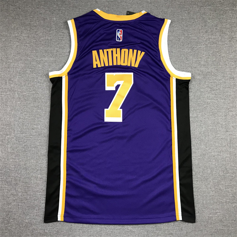Men's Los Angeles Lakers Carmelo Anthony #7 Purple Fast Break Replica Jerseys