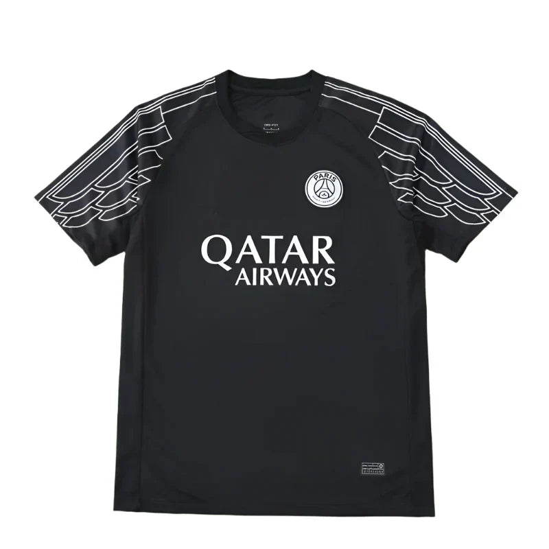 PSG 2024/25 Fourth Jersey – All Black Wing Outline Kvaratskhelia Dembélé Fan Version