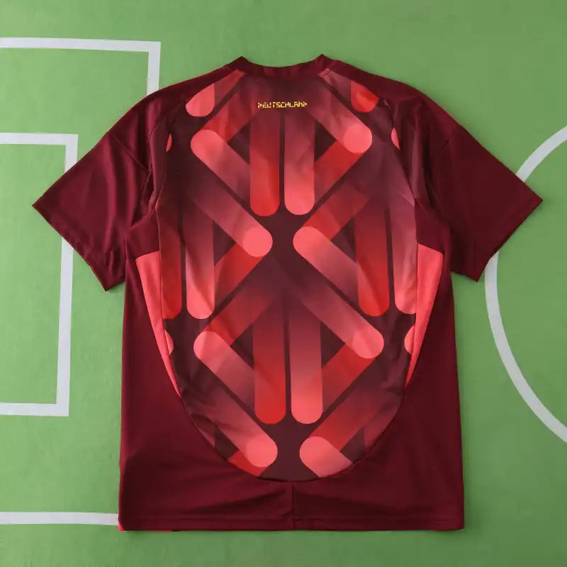 Germany National Team Away Fan Version Jersey 2025/26 – Dark Maroon Geometric Print Football Shirt