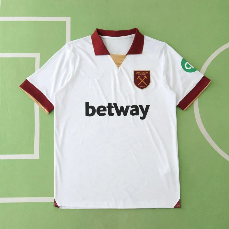 West Ham United Third Fan Version 2024/25 – White Premier League Football Jersey | Gold Hammers Crest & Benrahma Edition