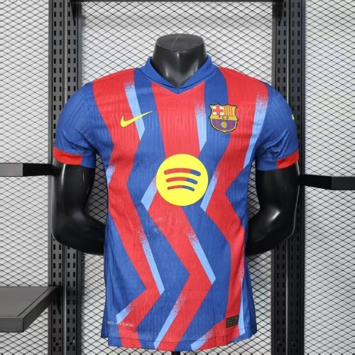 2025/26 FC Barcelona Special Edition Player Version Jersey - Royal Blue & Red Bold Zigzag Graphic Pattern - Dri-FIT ADV - V-Neck - Red Sleeve Cuffs - Yellow Nike Swoosh - FCB Crest - Spotify Yellow Sponsor