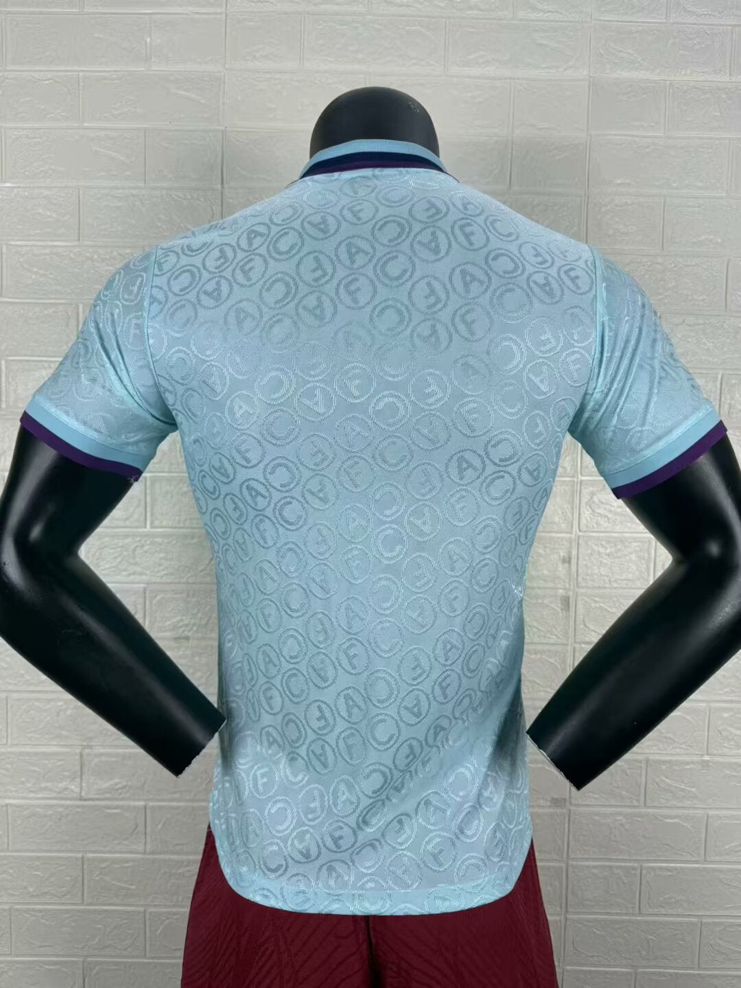 2025/26 Arsenal Special Edition Player Version Jersey - Ice Blue Body All-Over Tonal Cannon Circular Emboss Pattern Deep Purple Polo Collar Deep Purple Sleeve Cuff Trim - Dark Navy Three Stripes - Dark Navy Arsenal Cannon Crest - Emirates Fly Better
