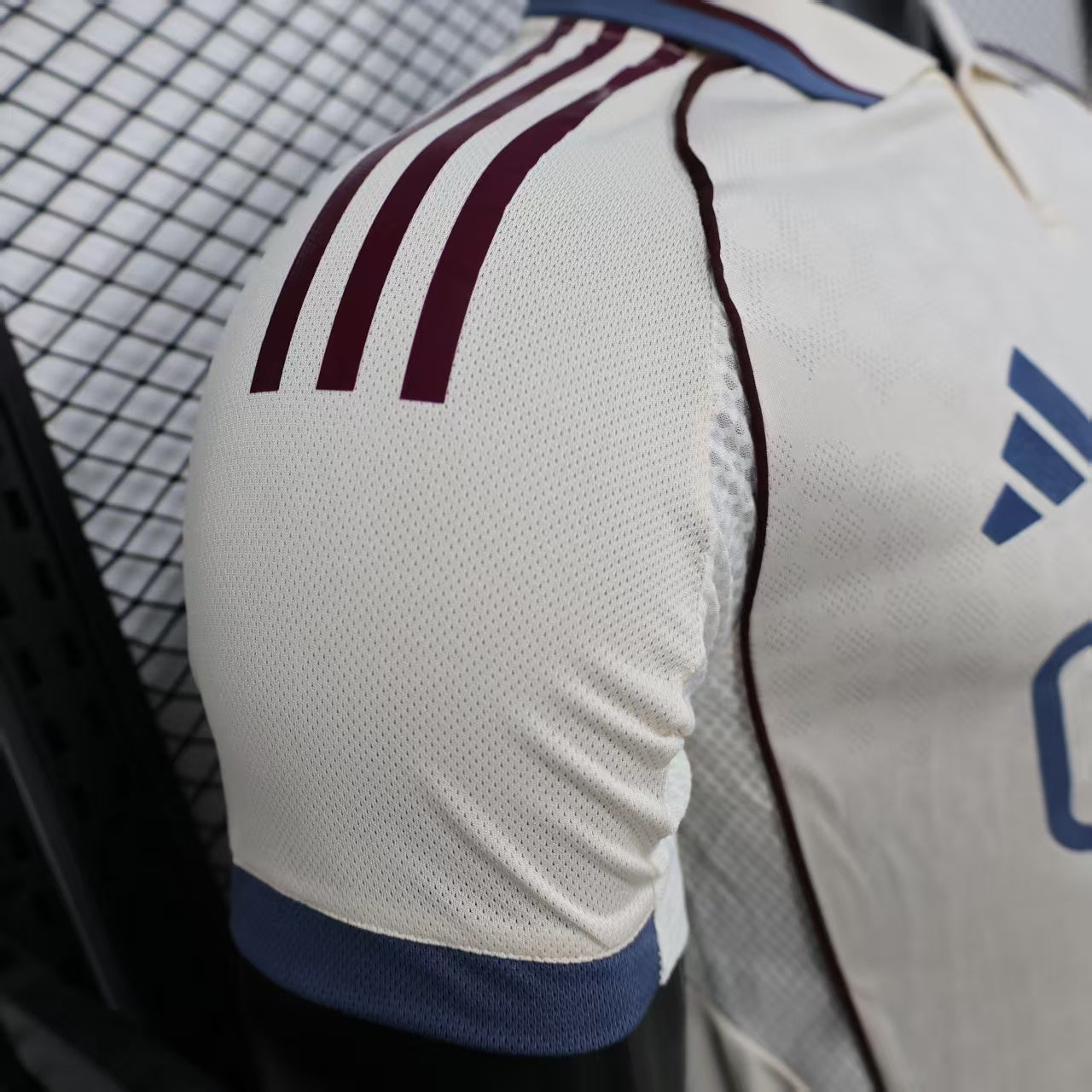 2025/26 Ajax Away Off-White Player Version Jersey - Ziggo - Navy Polo Collar - Four Stars