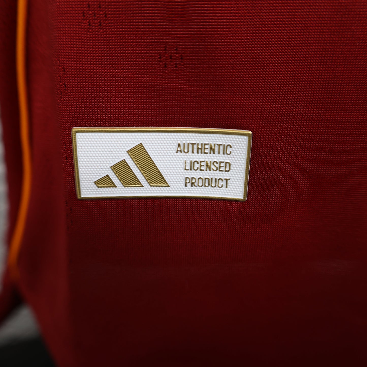 2025/26 AS Roma Home Player Version Jersey - Claret Dark Red Body - Gold Yellow Side Panels & Sleeves - Riyadh Season Gold Yellow Sponsor