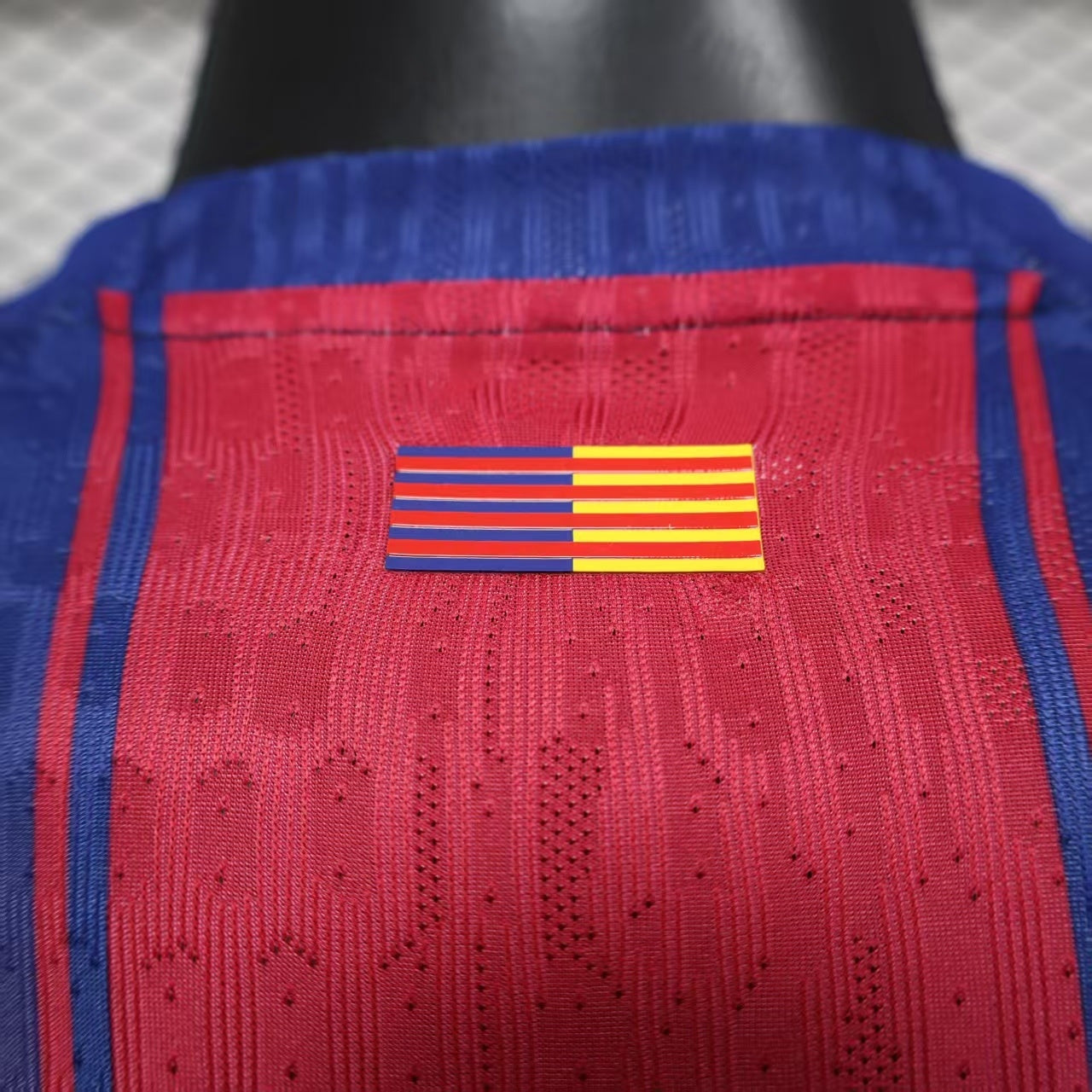 2025/26 FC Barcelona Home Player Version Jersey - Men's - Clean Chest No Sponsor - Dri-FIT ADV - Royal Blue & Deep Red Vertical Wide Stripe - White Crew Neck - Yellow Nike Swoosh - FCB Crest