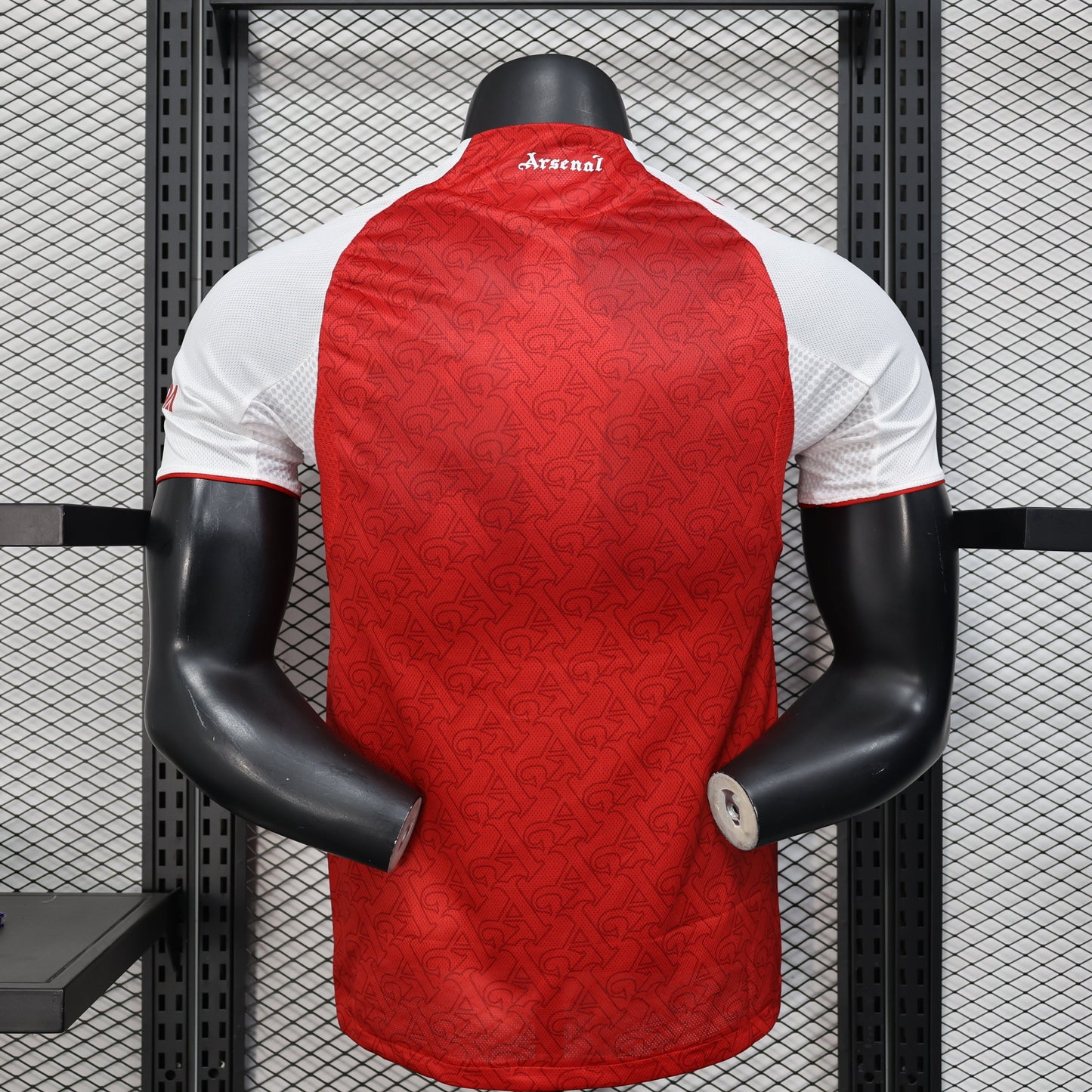 2025/26 Arsenal Home Player Version Jersey - Red Body White Sleeves All-Over Subtle Graphic Texture - White Three Stripes - Arsenal Cannon Crest - Emirates Fly Better Principal Sponsor - Men's