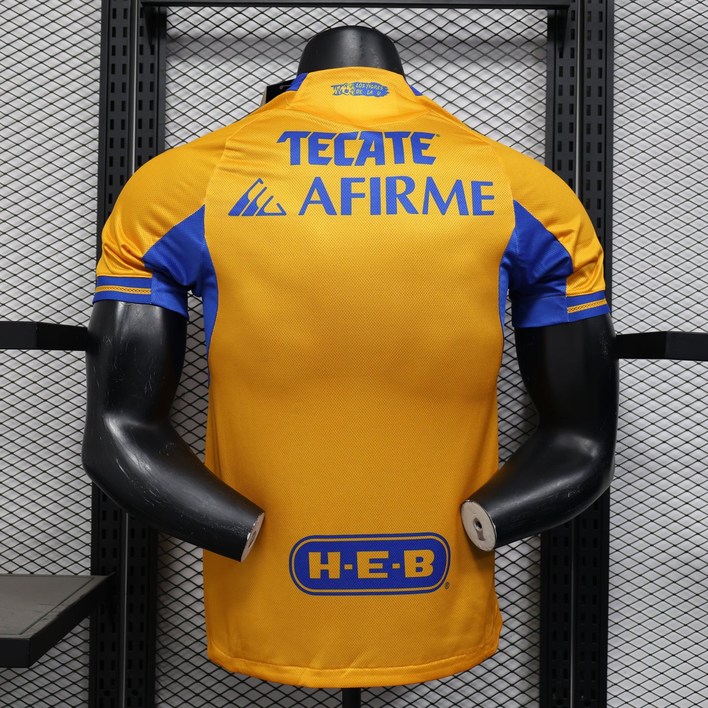 2025/26 Tigres UANL Home Player Version Jersey 65th Anniversary - Gold Yellow Body - Wide Blue Horizontal Stripe Band - Blue Sleeves - CEMEX Gold Sponsor - Tigres U 1960-2025 Crest