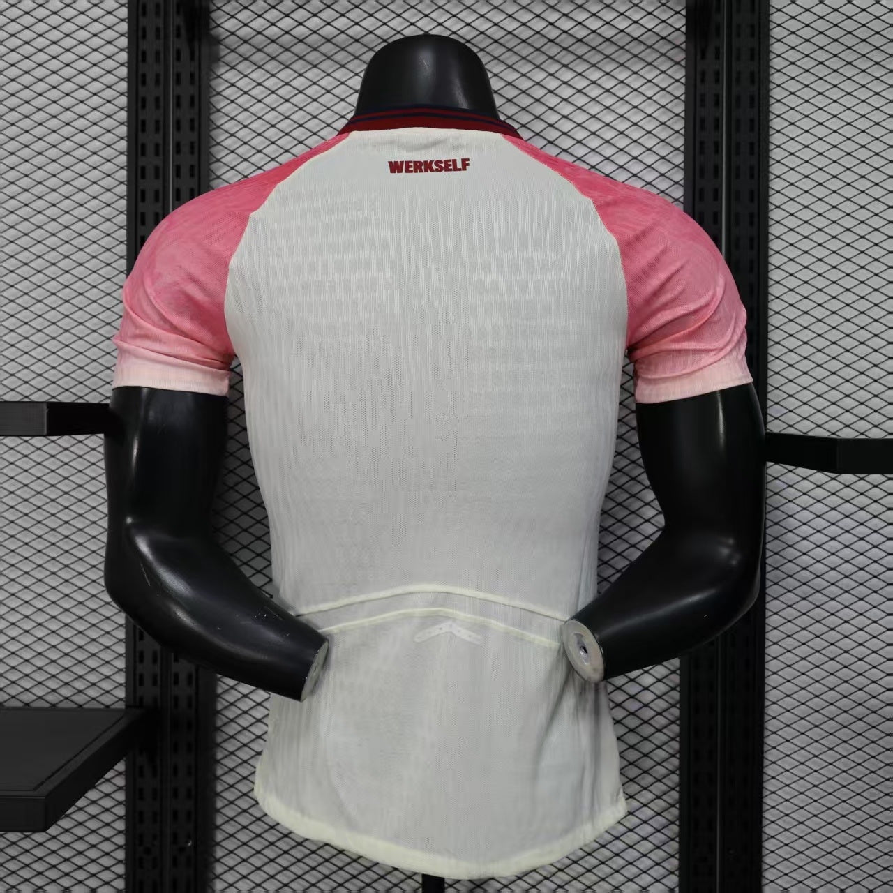 2025/26 Bayer Leverkusen Away Player Version Jersey - Pink-to-White Gradient - New Balance - Crew Neck Dark Red Trim - Bayer Leverkusen Crest - Barmenia Gothaer Principal Sponsor