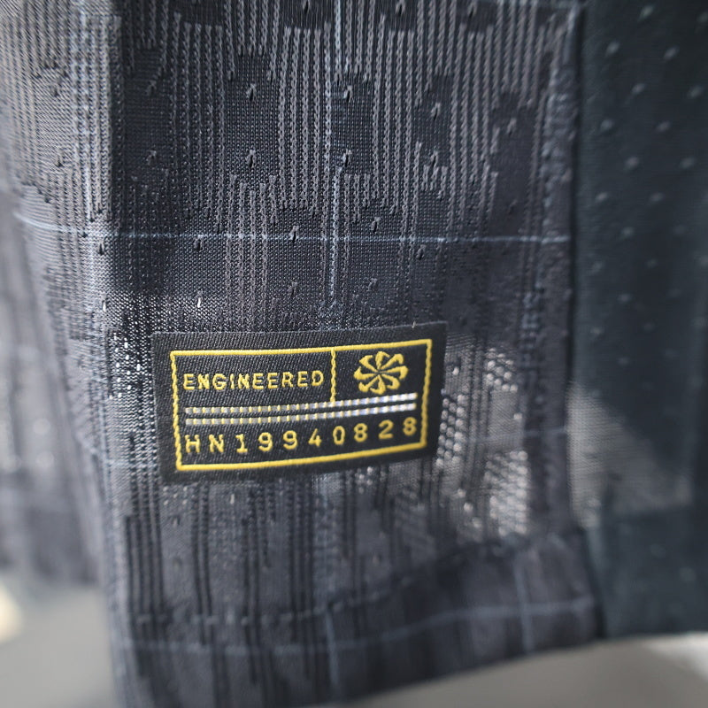 2025/26 Tottenham Hotspur Away Player Version Jersey -  All-Black Body - Black-on-Black Tonal Grid Diamond Check Texture - White Nike Swoosh - White Spurs Cockerel Crest