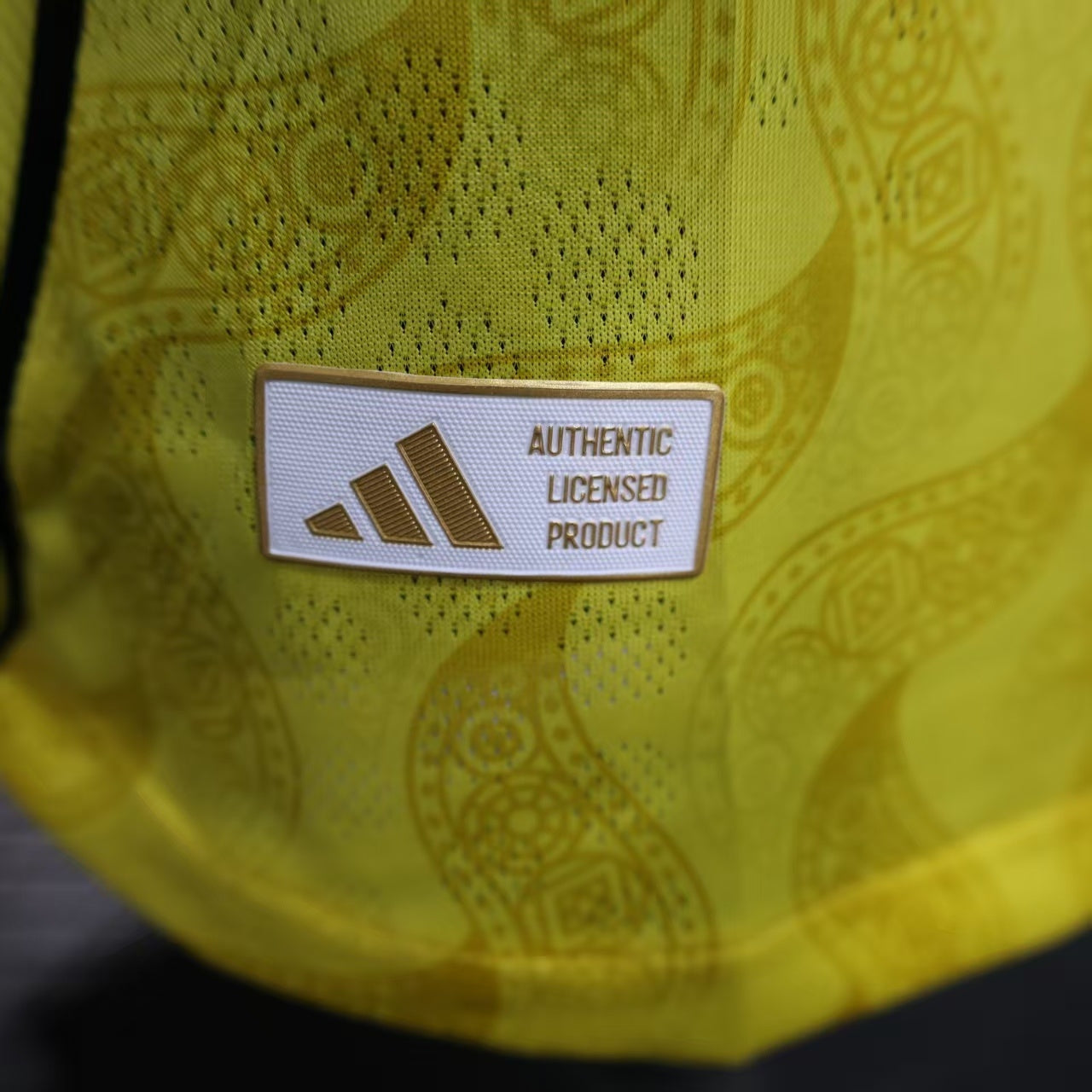 2025/26 Al-Riyadh Victory Home Player Version Jersey - Bright Yellow Body All-Over Diamond Embossed Texture - Black Side Seam Piping - Al-Riyadh Victory Crest - KAFD Principal Sponsor