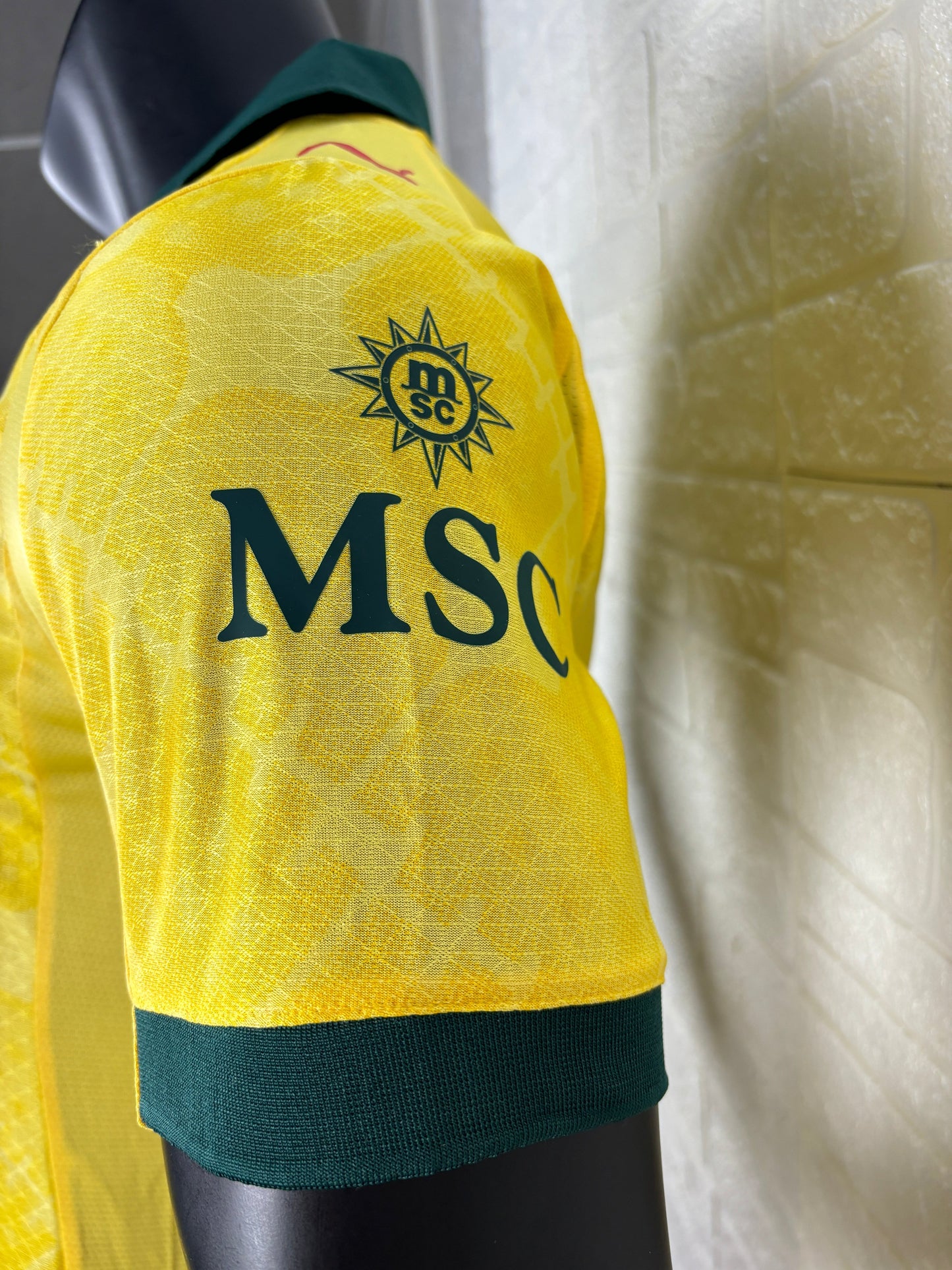 2025/26 AC Milan Third Away Player Version Jersey -  Yellow Dark Green - Emirates - AC Milan Shadow Pattern