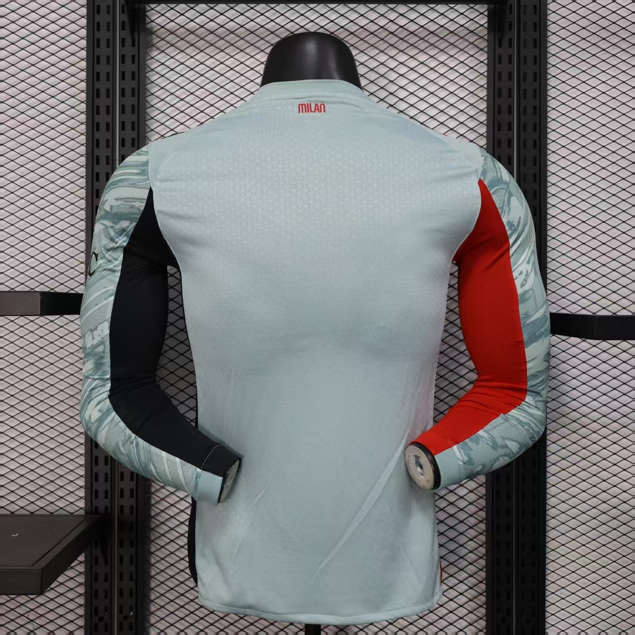 2025/26 AC Milan Away Long Sleeve Player Version Jersey -  Ice Blue Marble Pattern - Emirates