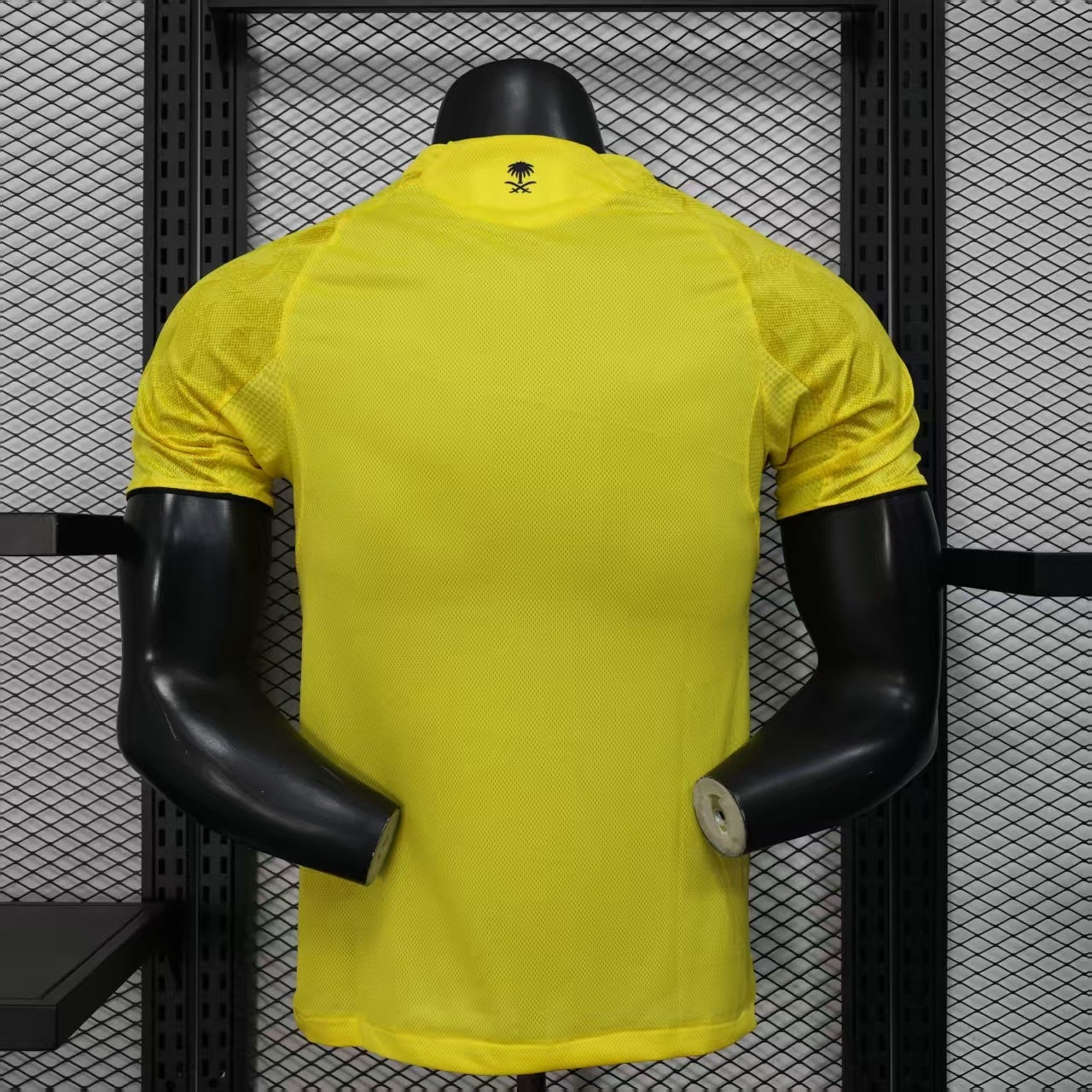 2025/26 Al-Riyadh Victory Home Player Version Jersey - Bright Yellow Body All-Over Diamond Embossed Texture - Black Side Seam Piping - Al-Riyadh Victory Crest - KAFD Principal Sponsor