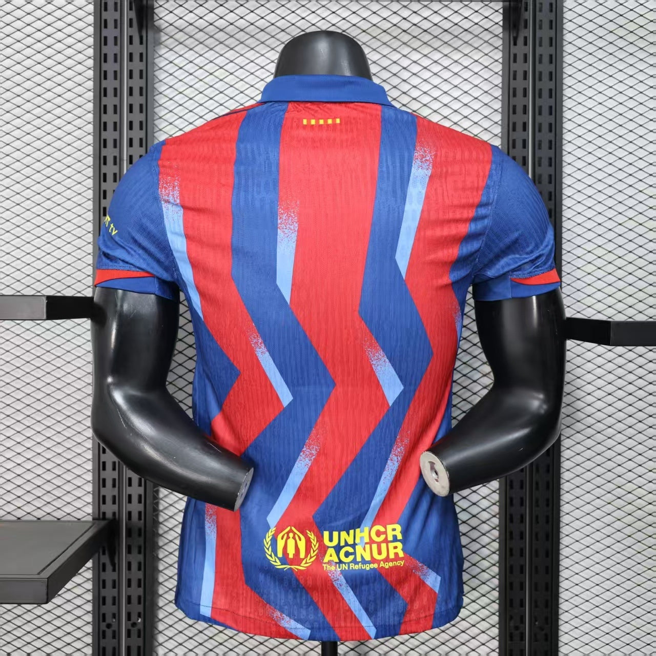 2025/26 FC Barcelona Special Edition Player Version Jersey - Royal Blue & Red Bold Zigzag Graphic Pattern - Dri-FIT ADV - V-Neck - Red Sleeve Cuffs - Yellow Nike Swoosh - FCB Crest - Spotify Yellow Sponsor