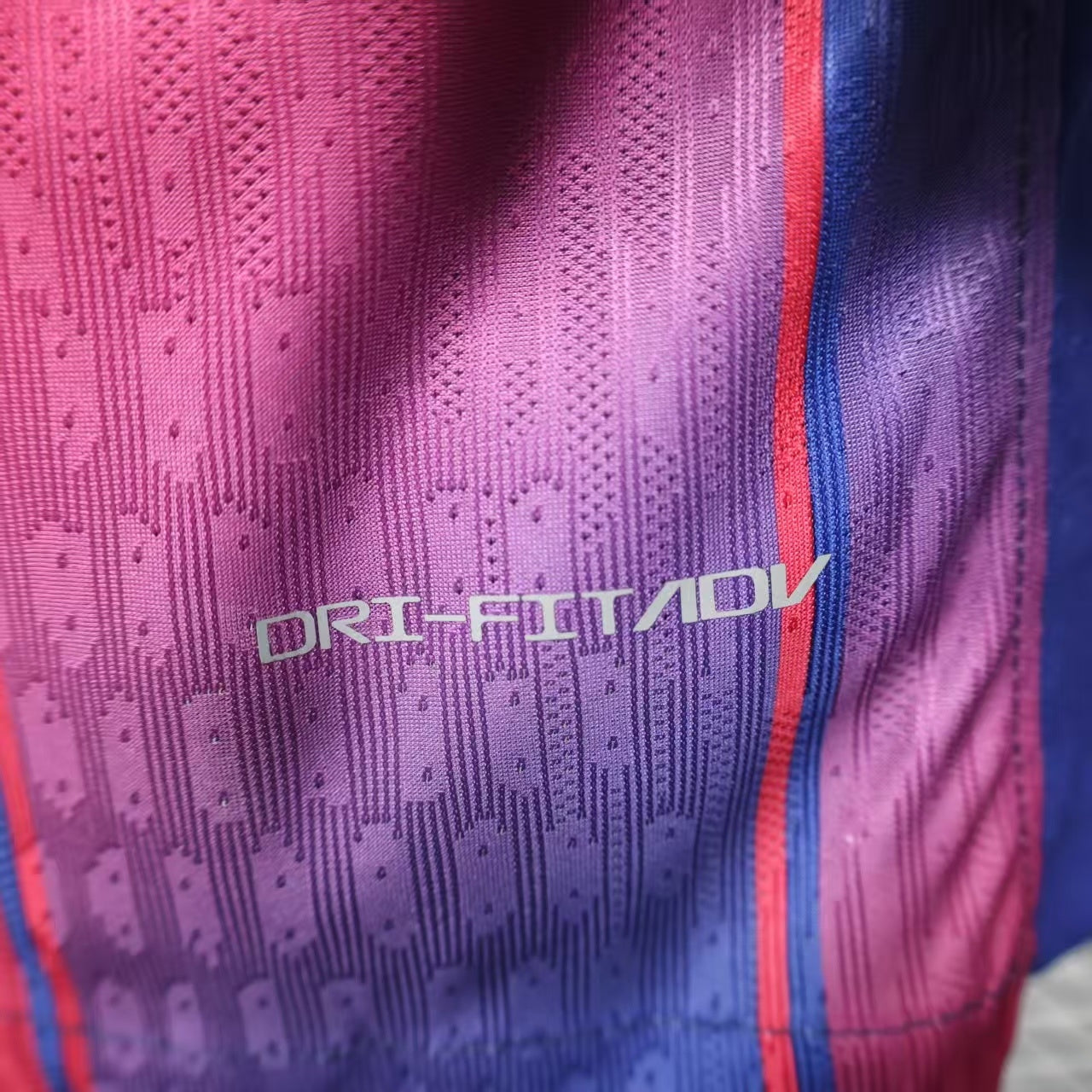 2025/26 FC Barcelona Home Player Version Jersey - Men's - Clean Chest No Sponsor - Dri-FIT ADV - Royal Blue & Deep Red Vertical Wide Stripe - White Crew Neck - Yellow Nike Swoosh - FCB Crest
