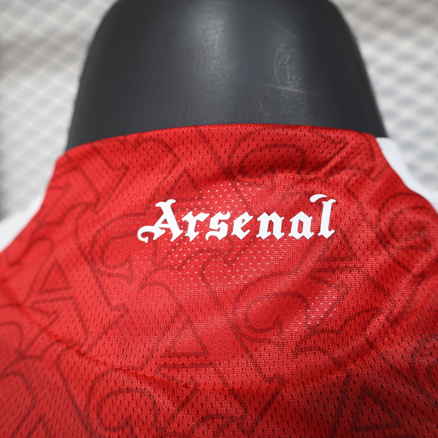 2025/26 Arsenal Home Player Version Jersey - Red Body White Sleeves All-Over Subtle Graphic Texture - White Three Stripes - Arsenal Cannon Crest - Emirates Fly Better Principal Sponsor - Men's