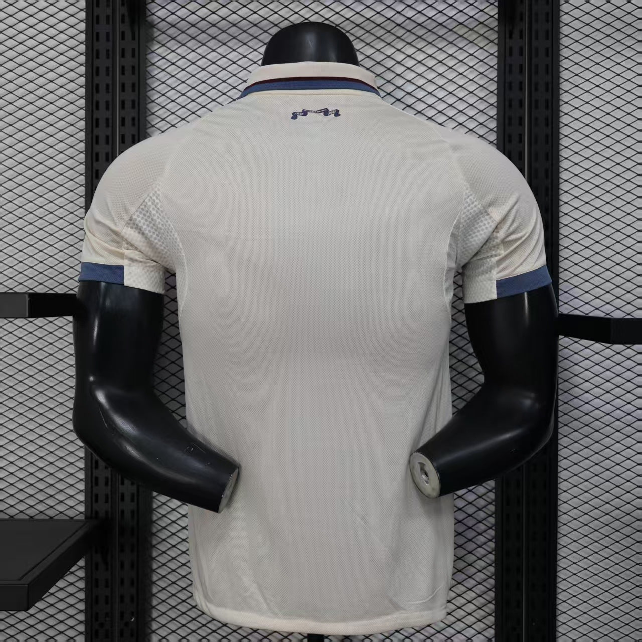 2025/26 Ajax Away Off-White Player Version Jersey - Ziggo - Navy Polo Collar - Four Stars
