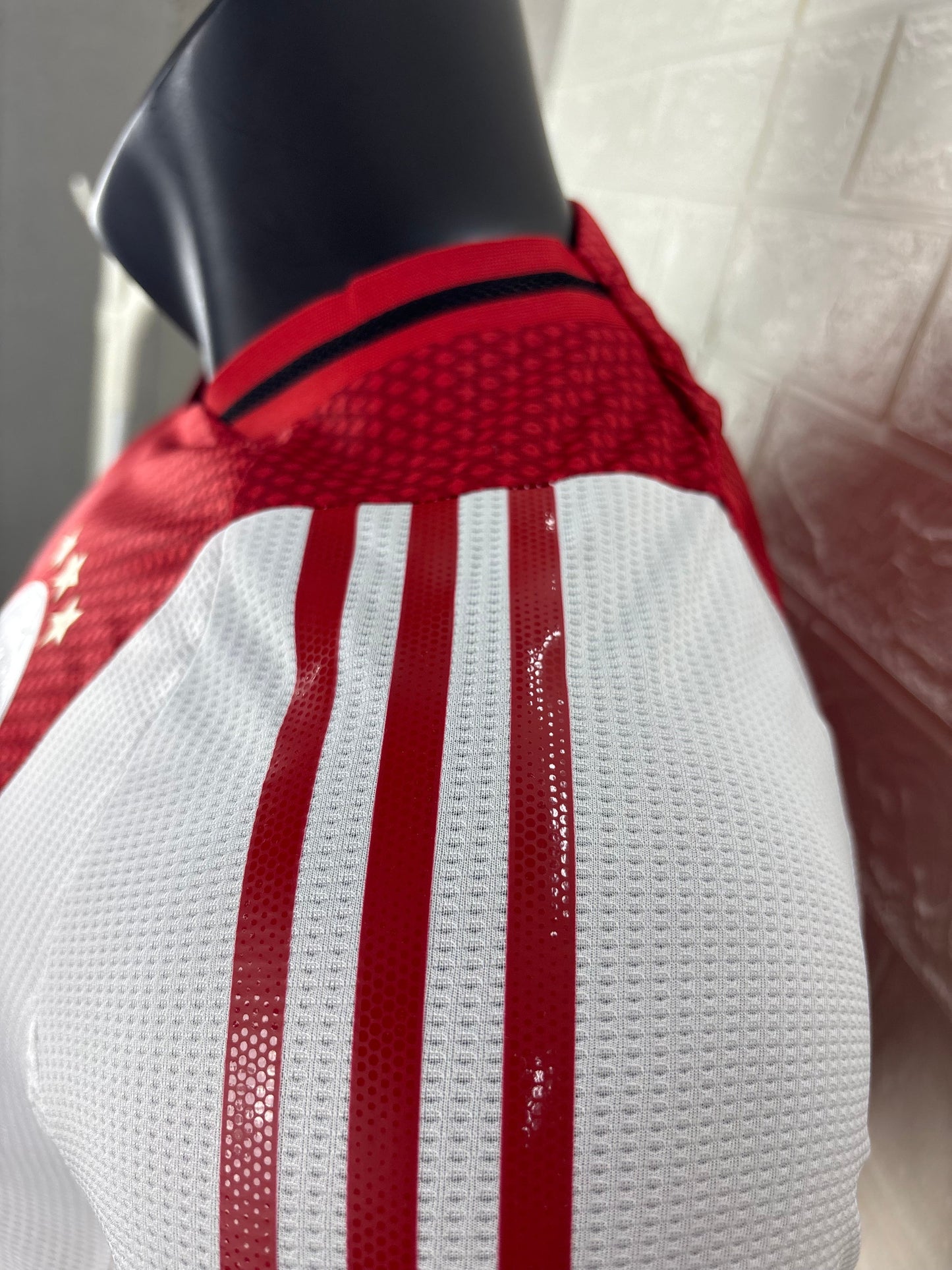 2025/26 Ajax Home Player Version Jersey - Red White - Ziggo - Diamond Texture - Four Gold Stars