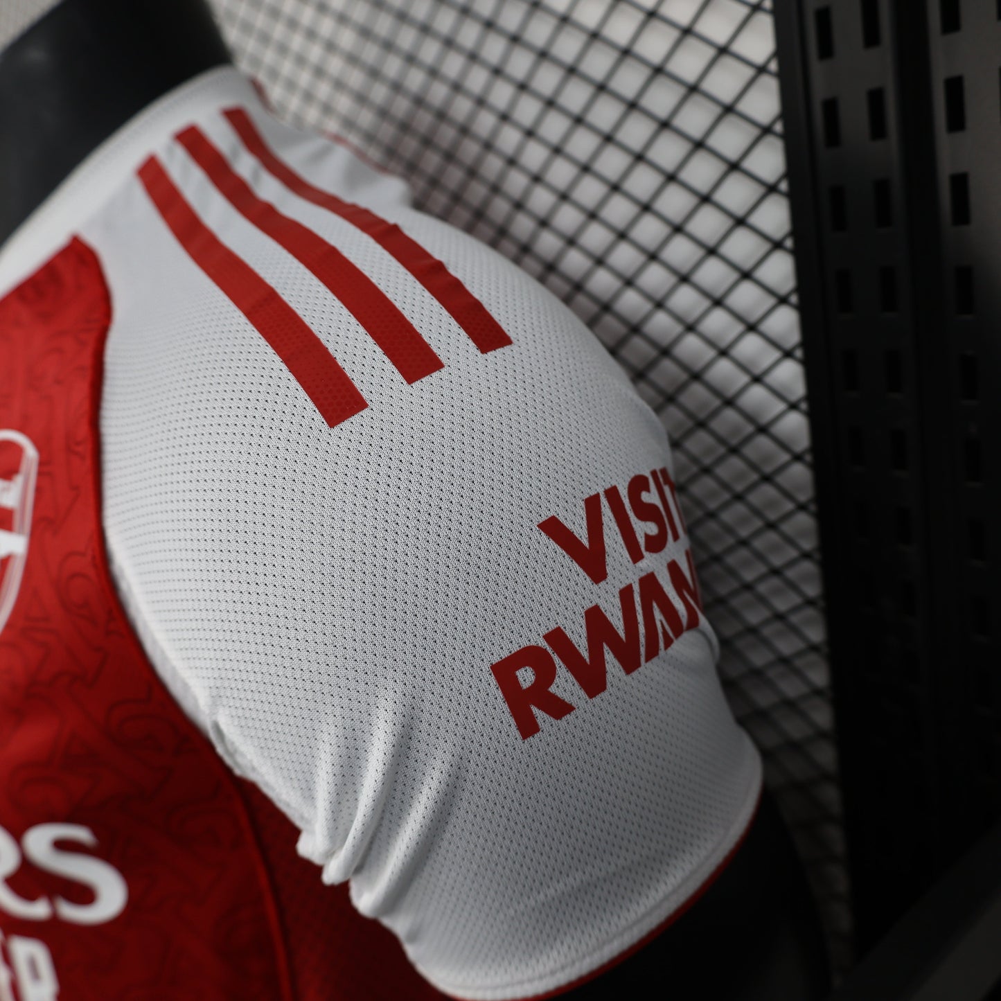 2025/26 Arsenal Home Player Version Jersey - Red Body White Sleeves All-Over Subtle Graphic Texture - White Three Stripes - Arsenal Cannon Crest - Emirates Fly Better Principal Sponsor - Men's