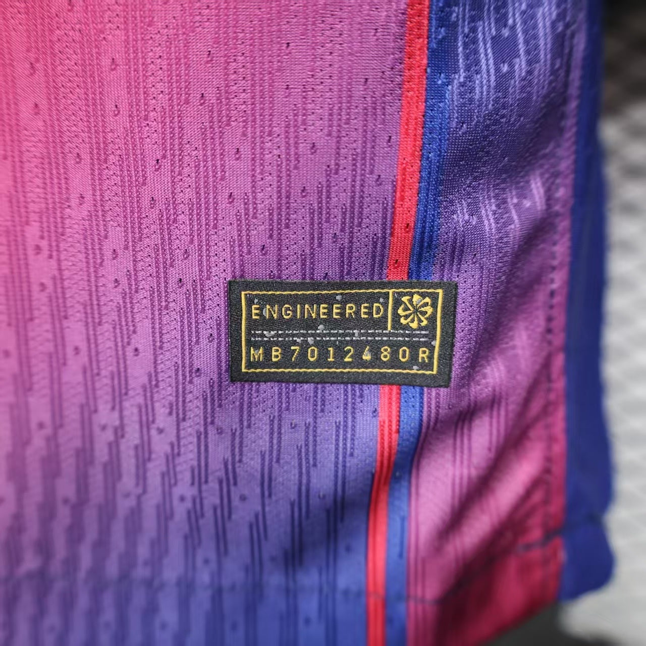 2025/26 FC Barcelona Home Player Version Jersey - Men's - Clean Chest No Sponsor - Dri-FIT ADV - Royal Blue & Deep Red Vertical Wide Stripe - White Crew Neck - Yellow Nike Swoosh - FCB Crest