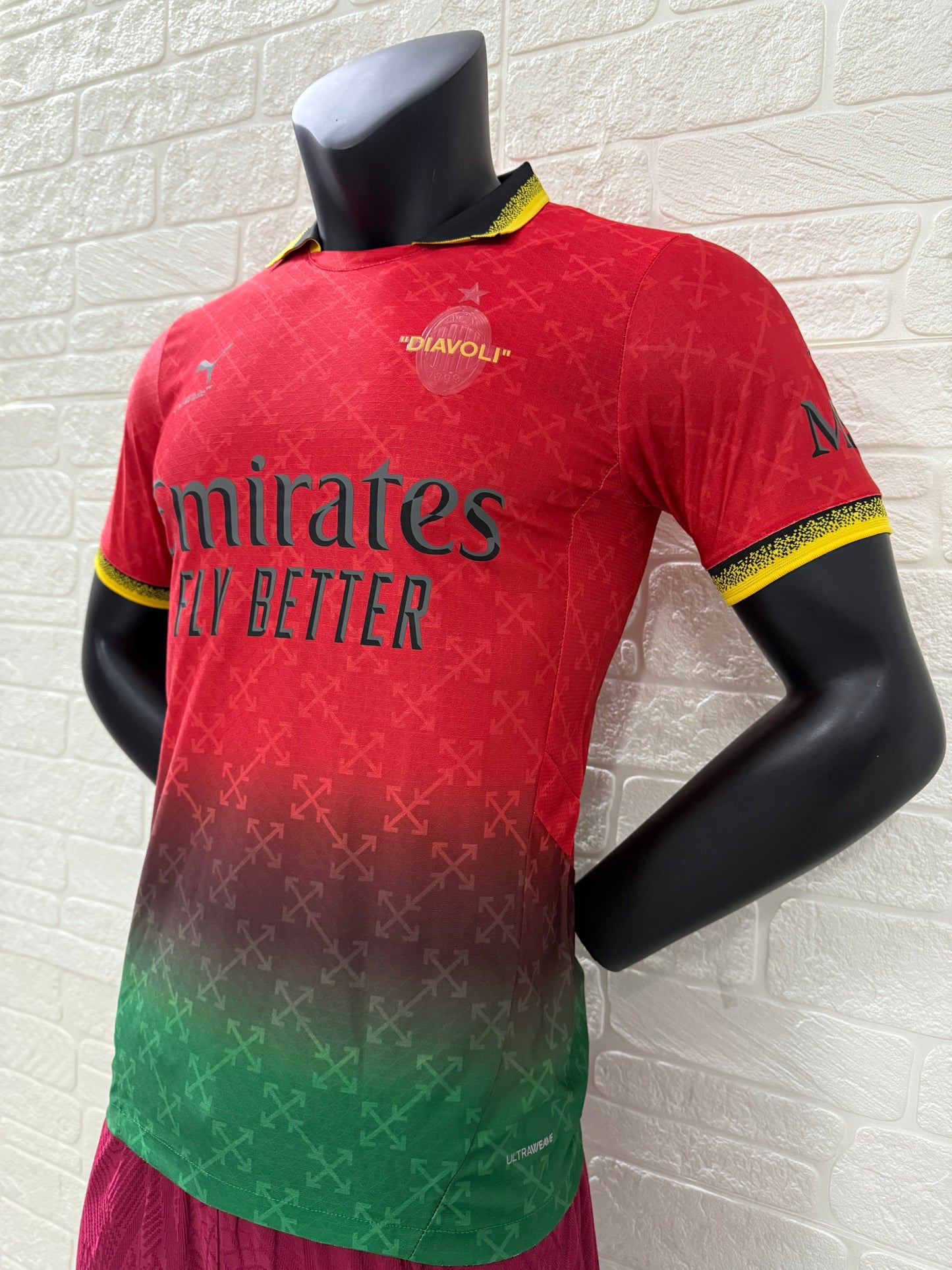 2025/26 AC Milan x Off-White Joint Edition Player Version Jersey -  Emirates - DIAVOLI