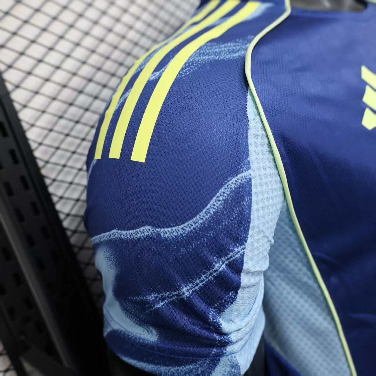 2025/26 Ajax Away Blue Player Version Jersey - Ziggo - Fluid Wave Pattern - Four Stars