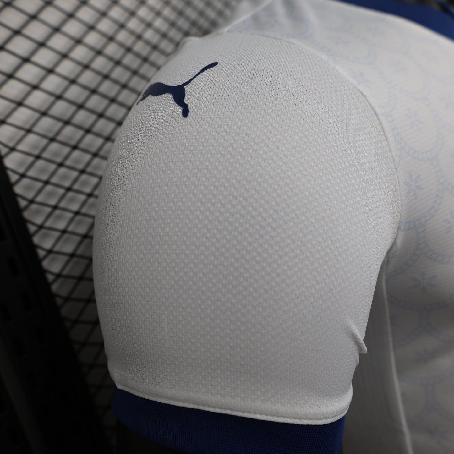 2025/26 Bahia Home Player Version Jersey -  White Body - Dark Navy Blue V-Neck Collar & Sleeve Cuffs - Black Puma Logo - Bahia Crest Three Gold Stars - Clean Chest