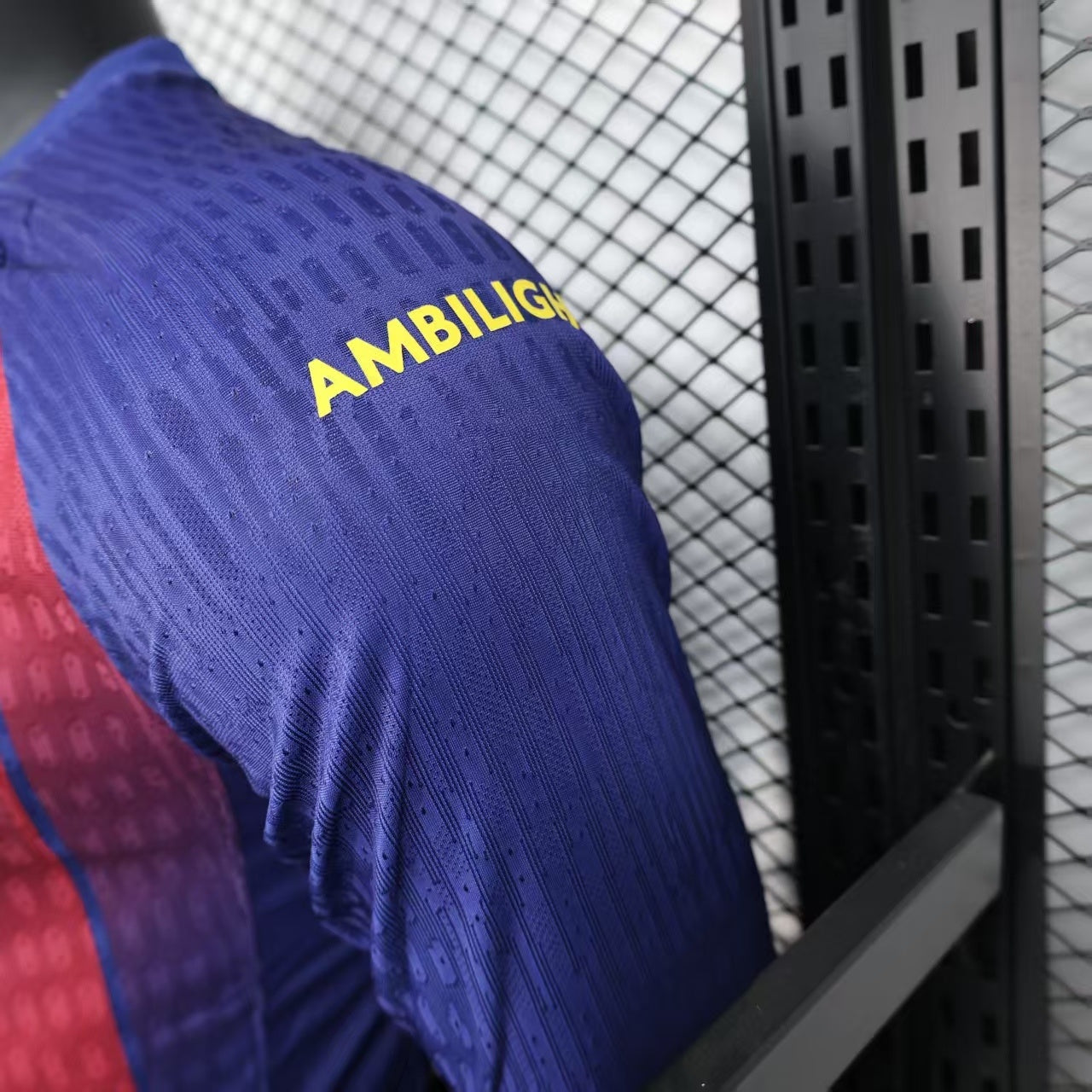 2025/26 FC Barcelona Home Long Sleeve Player Version Jersey - Men's - Dri-FIT ADV - Royal Blue & Deep Red Vertical Wide Stripe - White Crew Neck - Yellow Nike Swoosh - FCB Crest - Spotify Yellow Sponsor