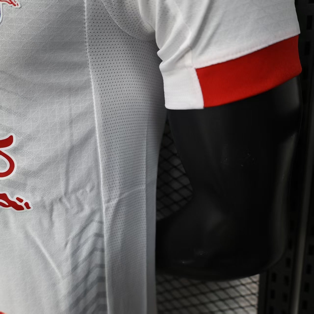 2025/26 RB Leipzig Home Player Version Jersey - White Red Geometric Arrow Chevron Pattern - Red Bull Double Bull Yellow Sun Crest