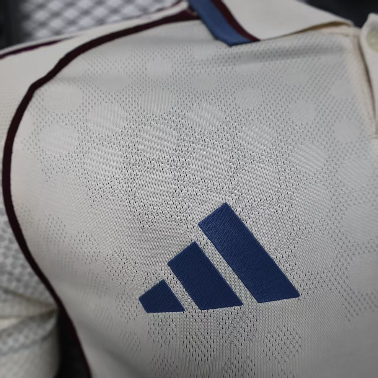 2025/26 Ajax Away Off-White Player Version Jersey - Ziggo - Navy Polo Collar - Four Stars