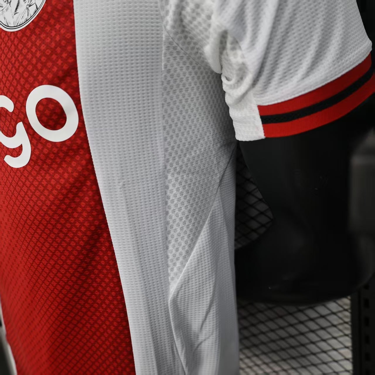 2025/26 Ajax Home Player Version Jersey - Red White - Ziggo - Diamond Texture - Four Gold Stars