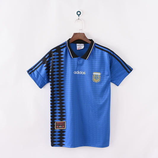 1994 Argentina Away Retro Jersey -  Black Diamond Panel - USA World Cup
