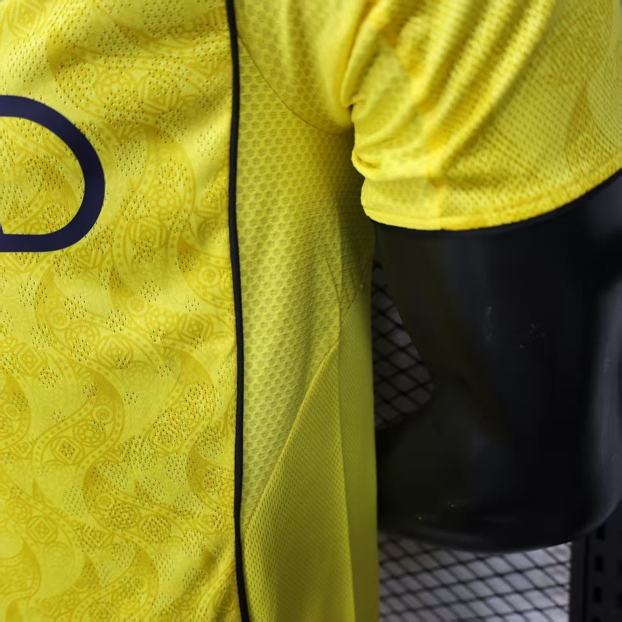 2025/26 Al-Riyadh Victory Home Player Version Jersey - Bright Yellow Body All-Over Diamond Embossed Texture - Black Side Seam Piping - Al-Riyadh Victory Crest - KAFD Principal Sponsor