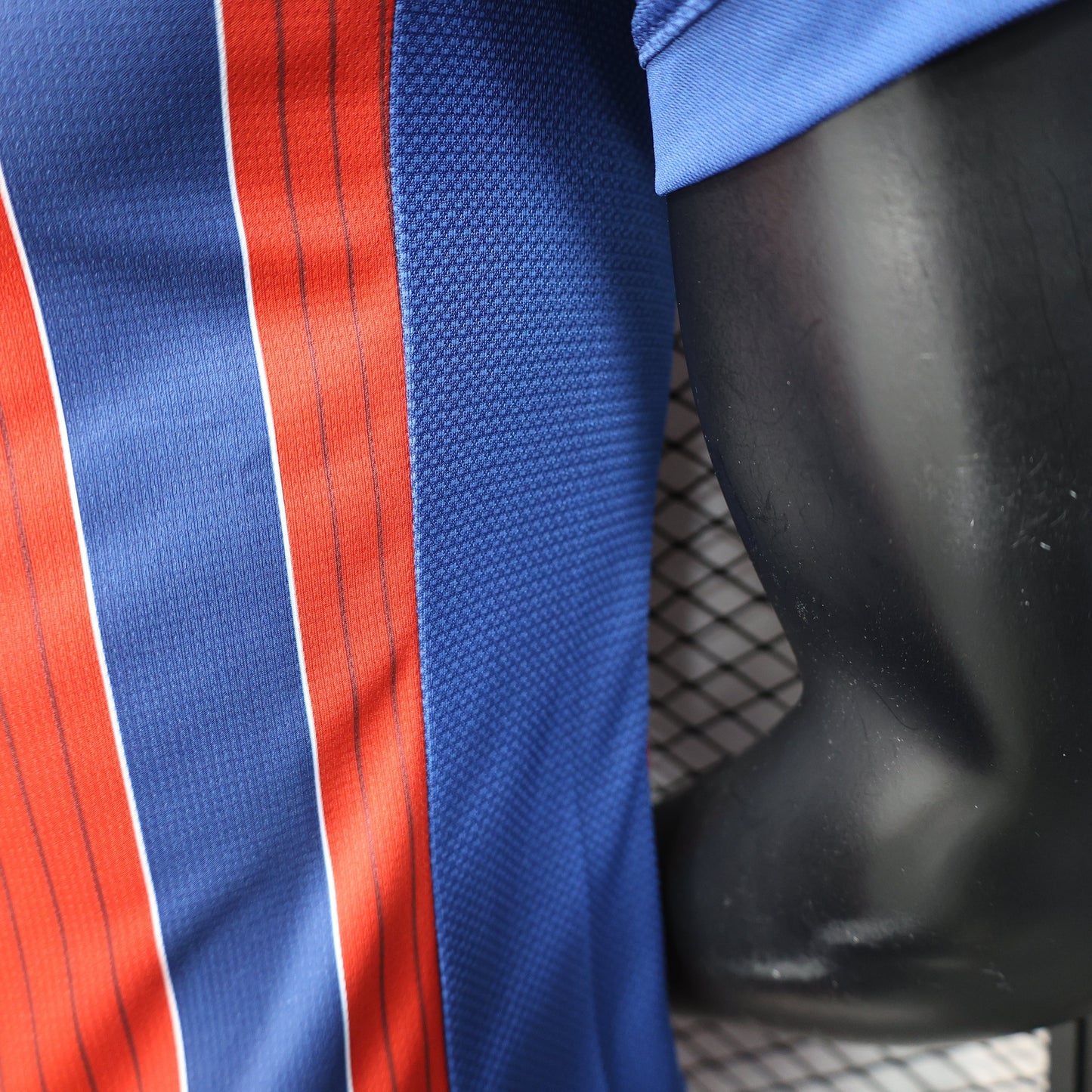 2025/26 Bahia Away Player Version Jersey  - Blue & Red Vertical Wide Stripe - Blue V-Neck Collar - White Puma Logo - Bahia Crest Three Gold Stars - Clean Chest