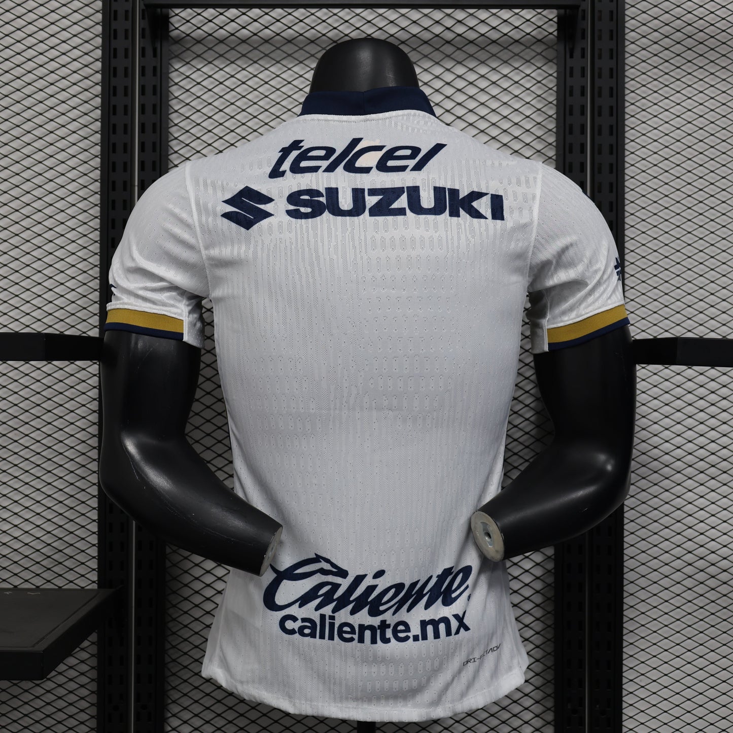 2025/26 Pumas UNAM Home Player Version Jersey -  White Navy Blue Gold Chest Panel - DHL - Mifel - Pumas Lion Crest