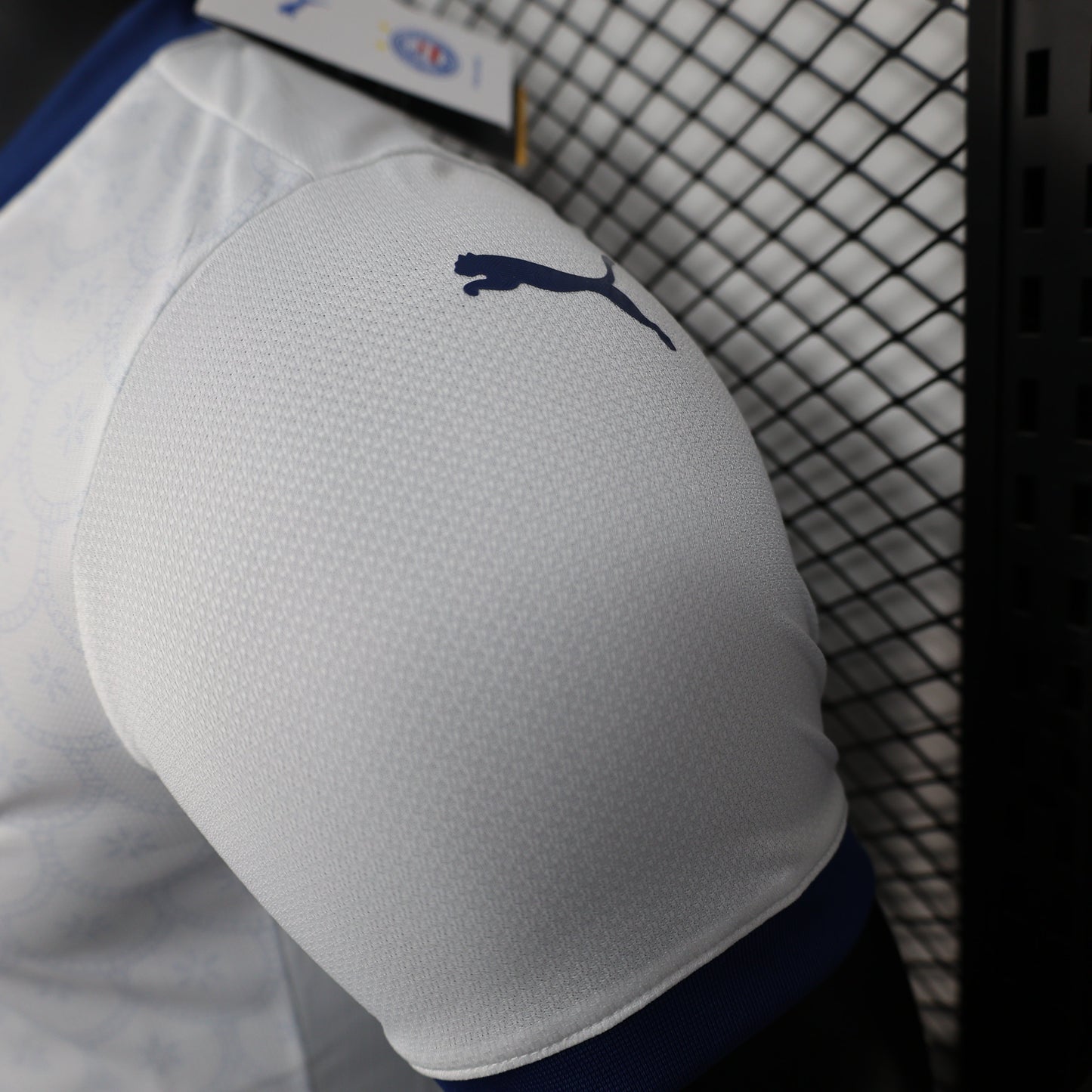 2025/26 Bahia Home Player Version Jersey -  White Body - Dark Navy Blue V-Neck Collar & Sleeve Cuffs - Black Puma Logo - Bahia Crest Three Gold Stars - Clean Chest