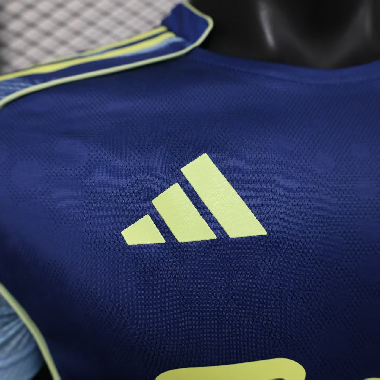 2025/26 Ajax Away Blue Player Version Jersey - Ziggo - Fluid Wave Pattern - Four Stars