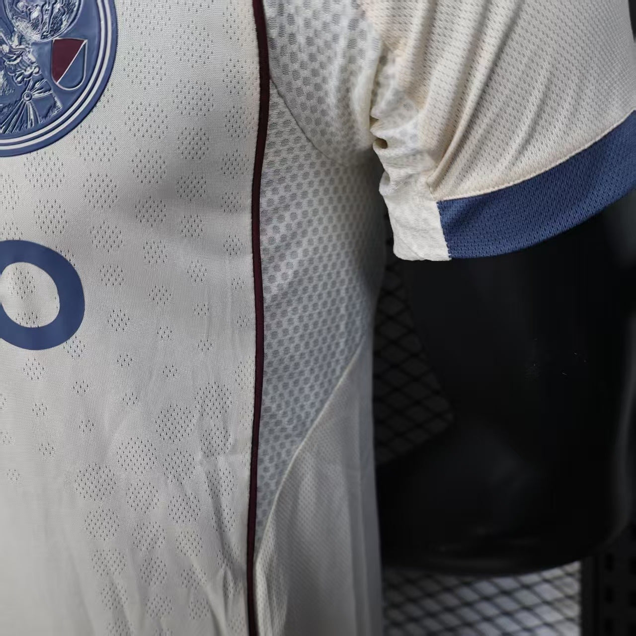 2025/26 Ajax Away Off-White Player Version Jersey - Ziggo - Navy Polo Collar - Four Stars