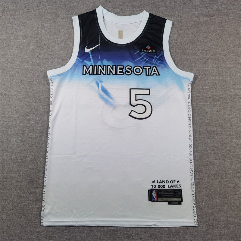 Anthony Edwards #5 Minnesota Timberwolves White 2024-25 City Edition Swingman Jersey – Nike Land of 10,000 Lakes