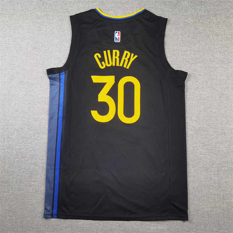 Stephen Curry #30 Golden State Warriors Jordan Brand 2024-25 Black Statement Edition Diagonal Blue Panel Swingman Jersey