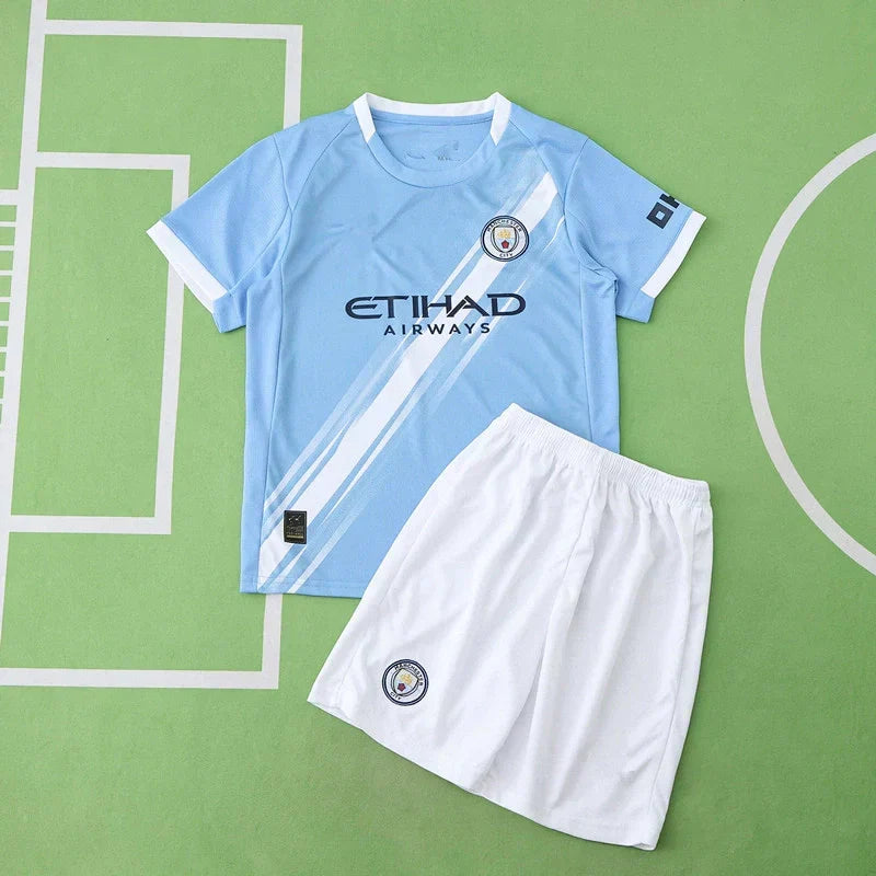 Manchester City Home Kids Kit 2025/26 | Fan Version Children's Football Set with Name & Number